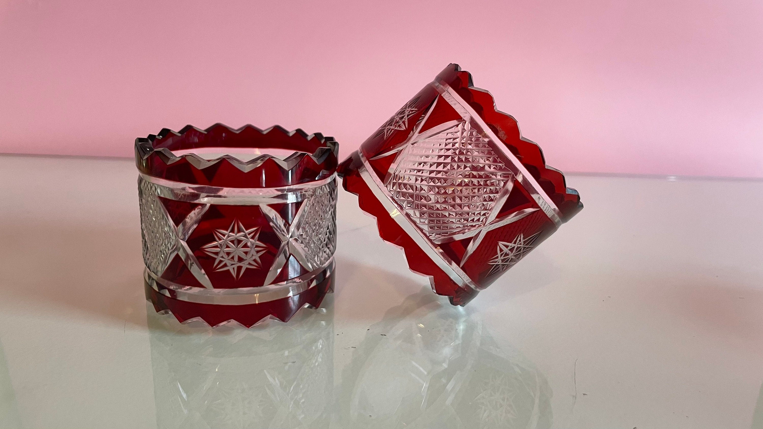 Set Vintage Glass Napkin Rings set of 4 in BLUE Glass Etsy