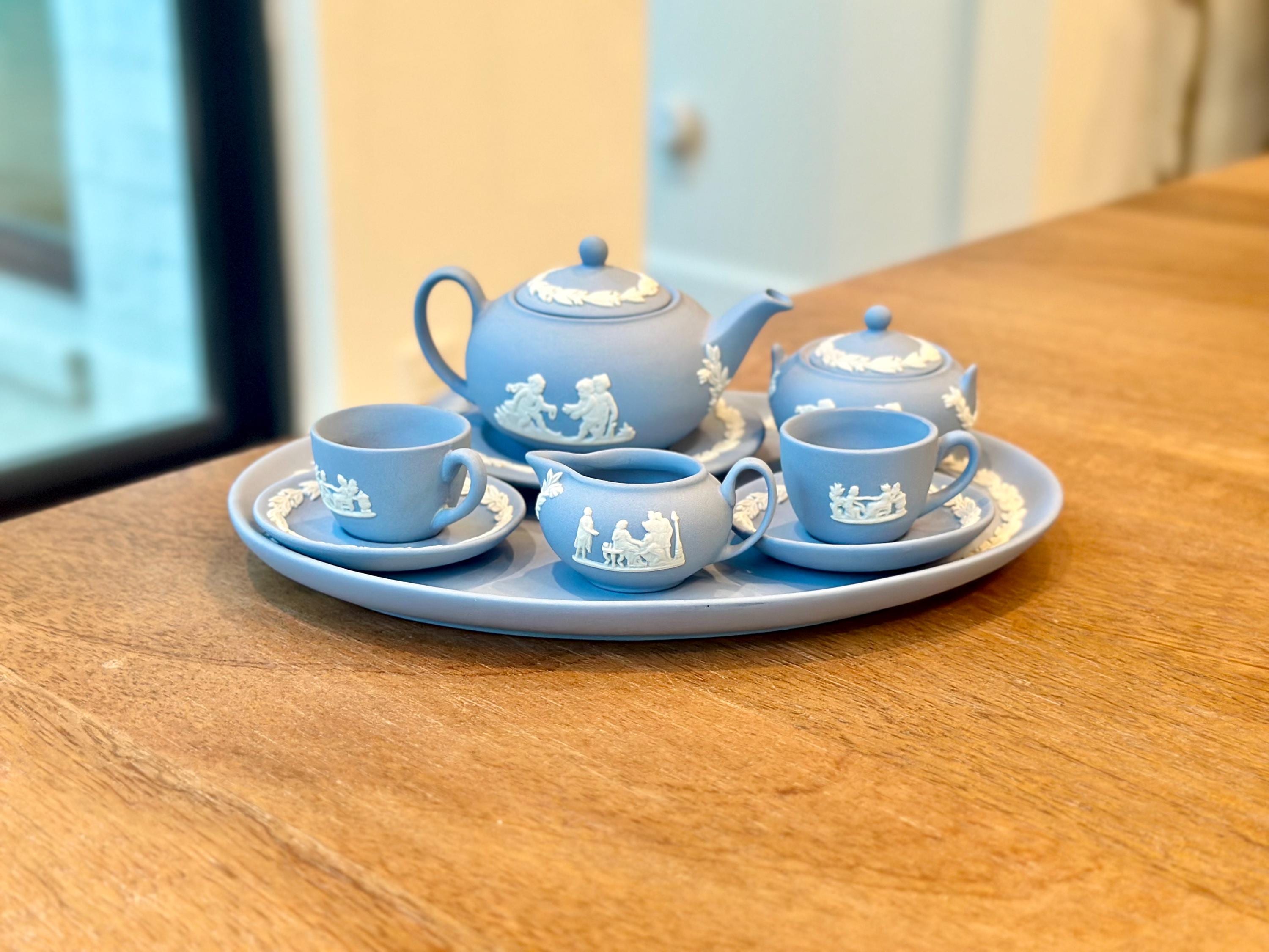 miniature Blue JASPER WARE Set