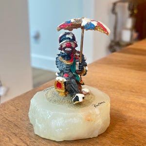 Signed Ron Lee Snowdrifter Clown Onyx Base; Ron Lee Clown 1992