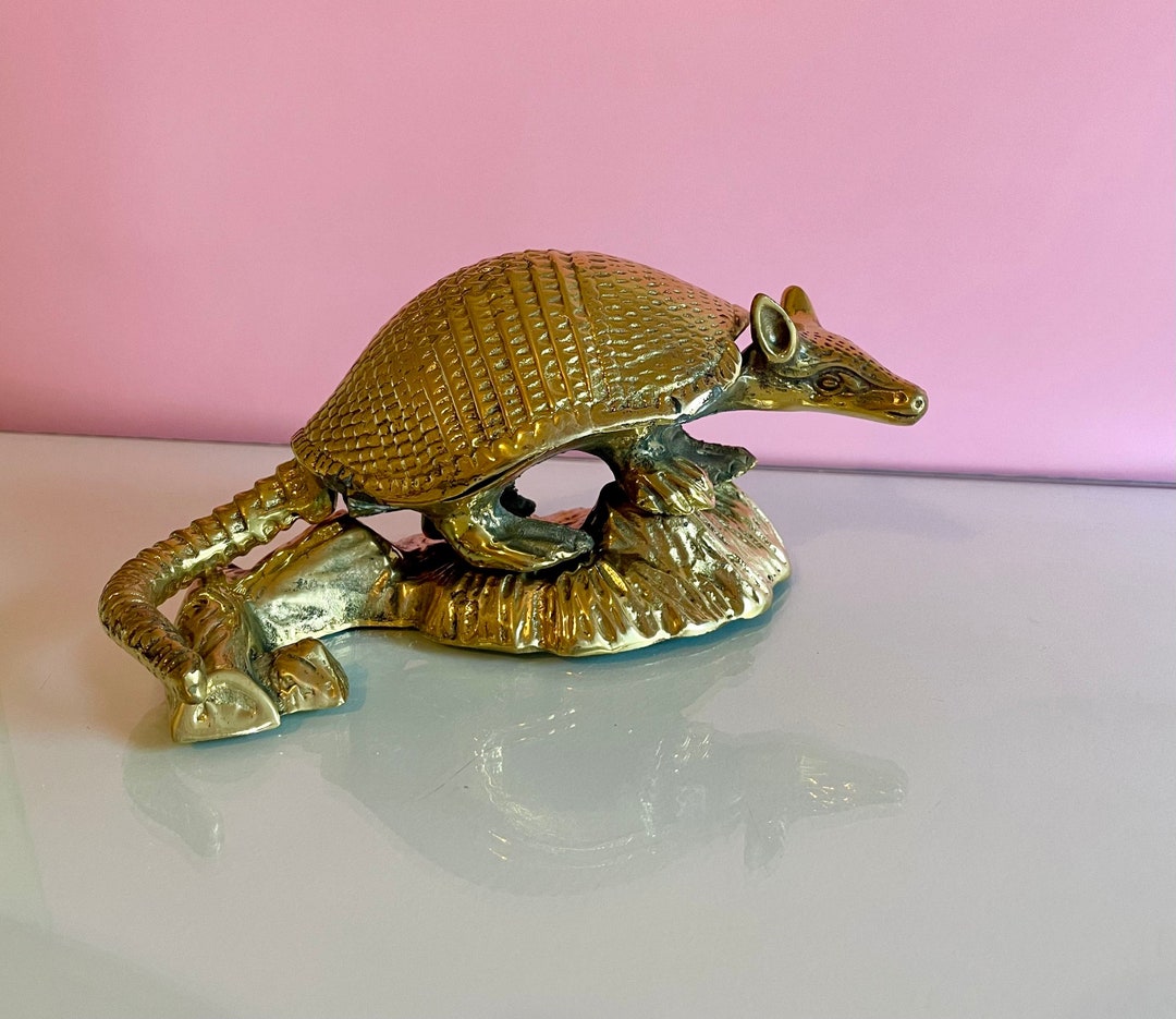 Large Brass Armadillo Figure Vintage Armadillo Decor Brass Etsy
