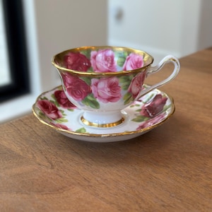 Vintage Royal Albert Old English Rose Tea Cup and Saucer