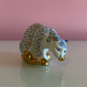 Franklin Mint Cat Blue & Gold; Franklin Mint Curio Cabinet Cat; Vintage Franklin Mint