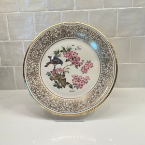 Assiette de collection Lenox Boehm Oiseau Rougequeue d&#39;Amérique avec boîte d&#39;origine des années 1970