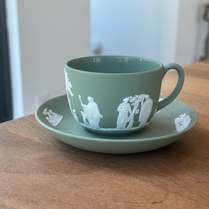Wedgwood jasperware sage green cup and saucer - Etsy 日本