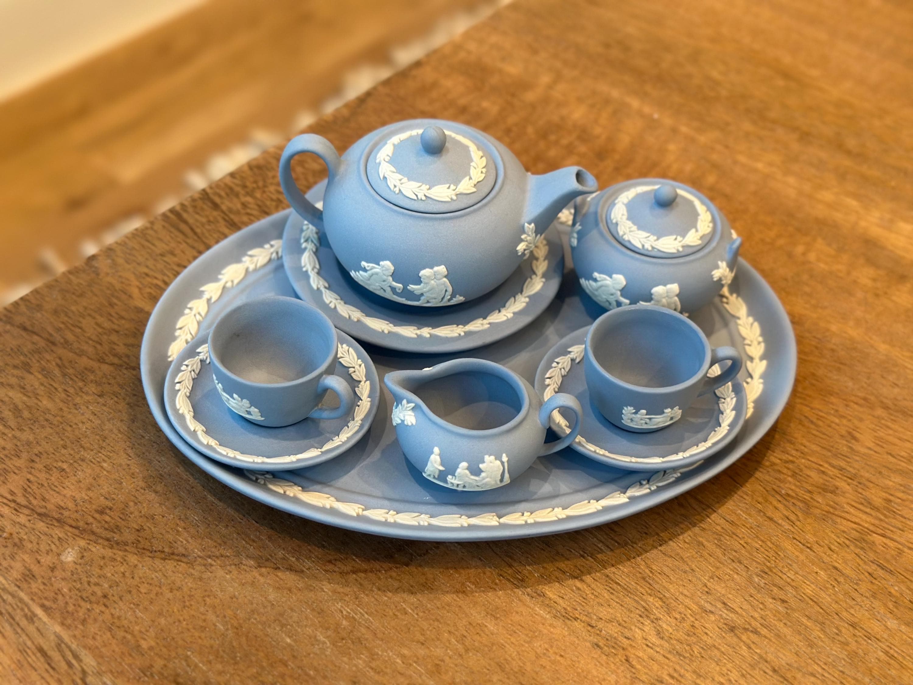 Wedgwood Jasperware Miniature Tea Set 11 Pieces; Wedgwood Mini Tea