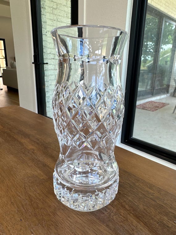 Waterford Two-Piece Glandore Hurricane Lamp – Cut Crystal – Perfect Condition