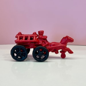 Vintage Cast Iron Firetruck Toy; Vintage Cast Iron Toy; Iron Horse & Wagon Toy