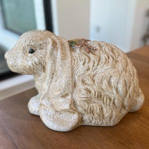Vintage Porcelain Crackle Glaze Rabbit; Large Easter Bunny Porcelain Figure