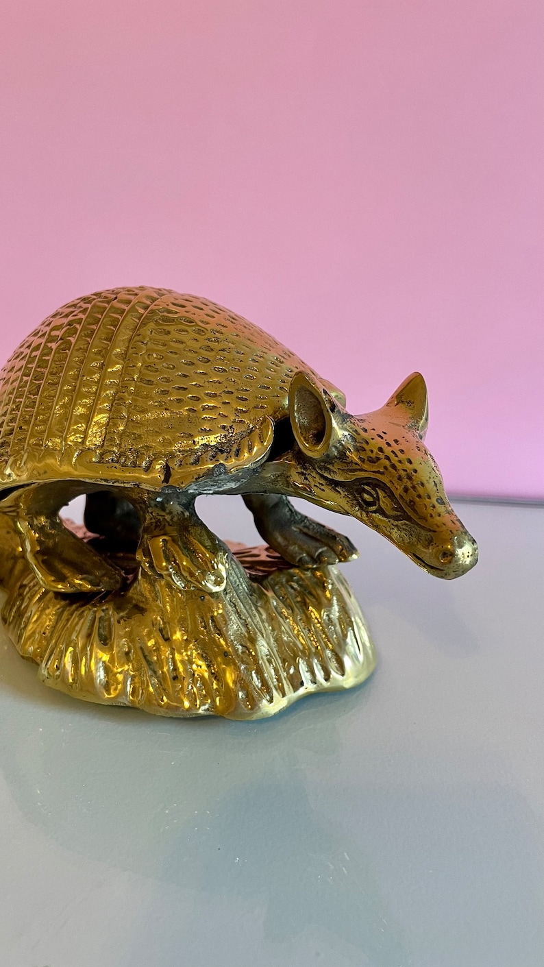 Large Brass Armadillo Figure Vintage Armadillo Decor Brass Etsy