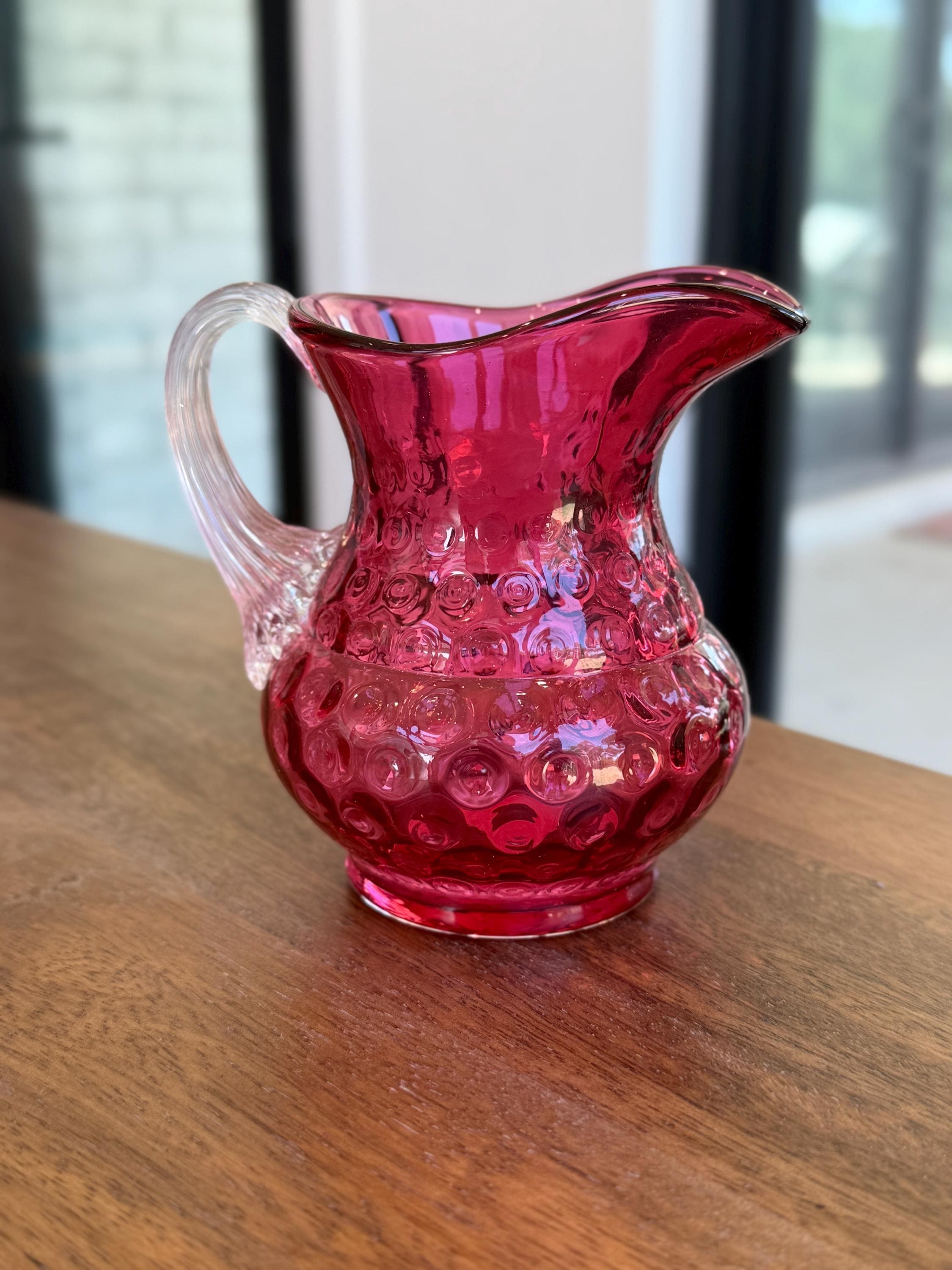 Fenton Pink Ruffle Vase and Pitcher - Etsy