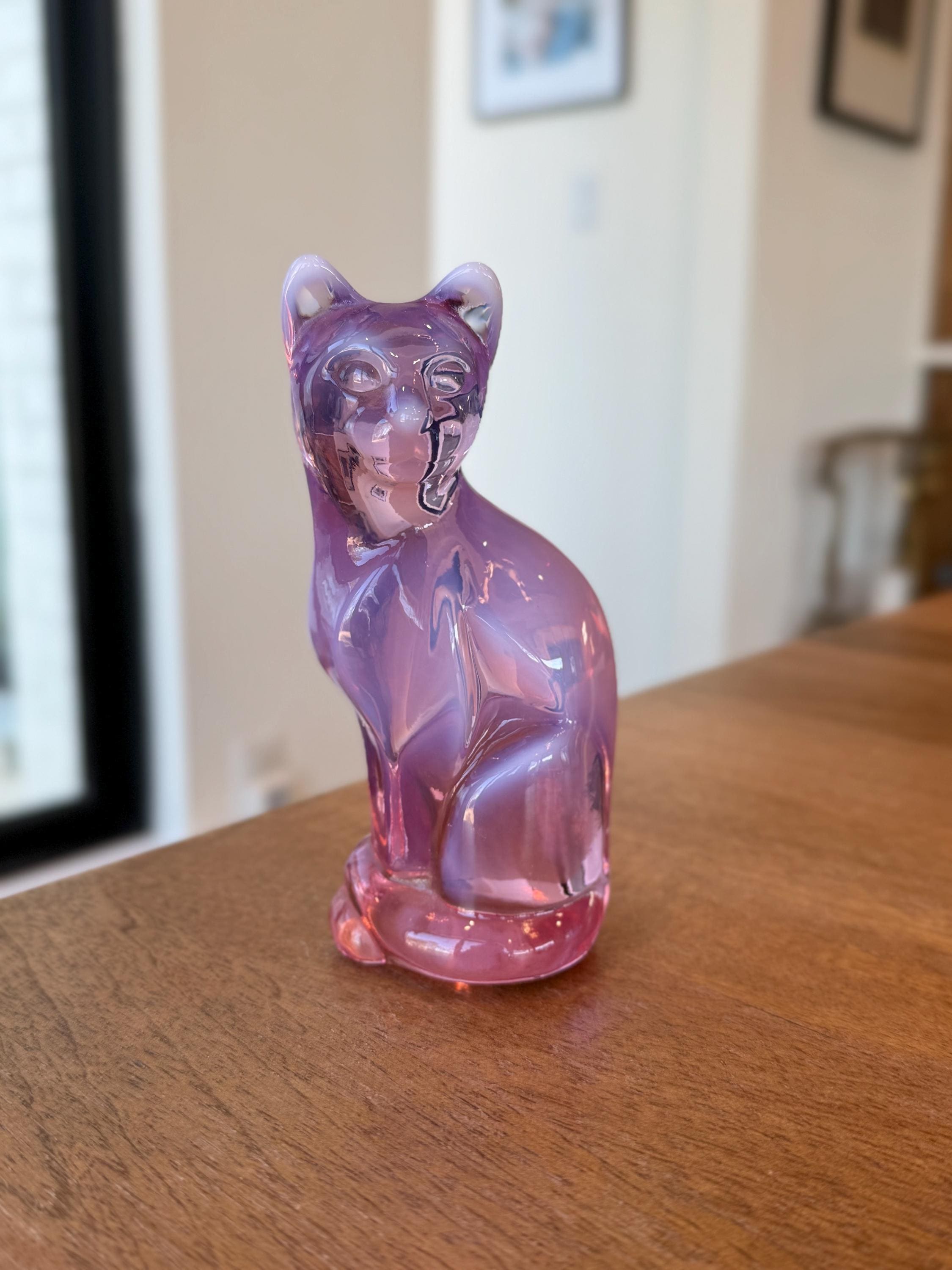 Fenton Glass Pink Cat - Etsy