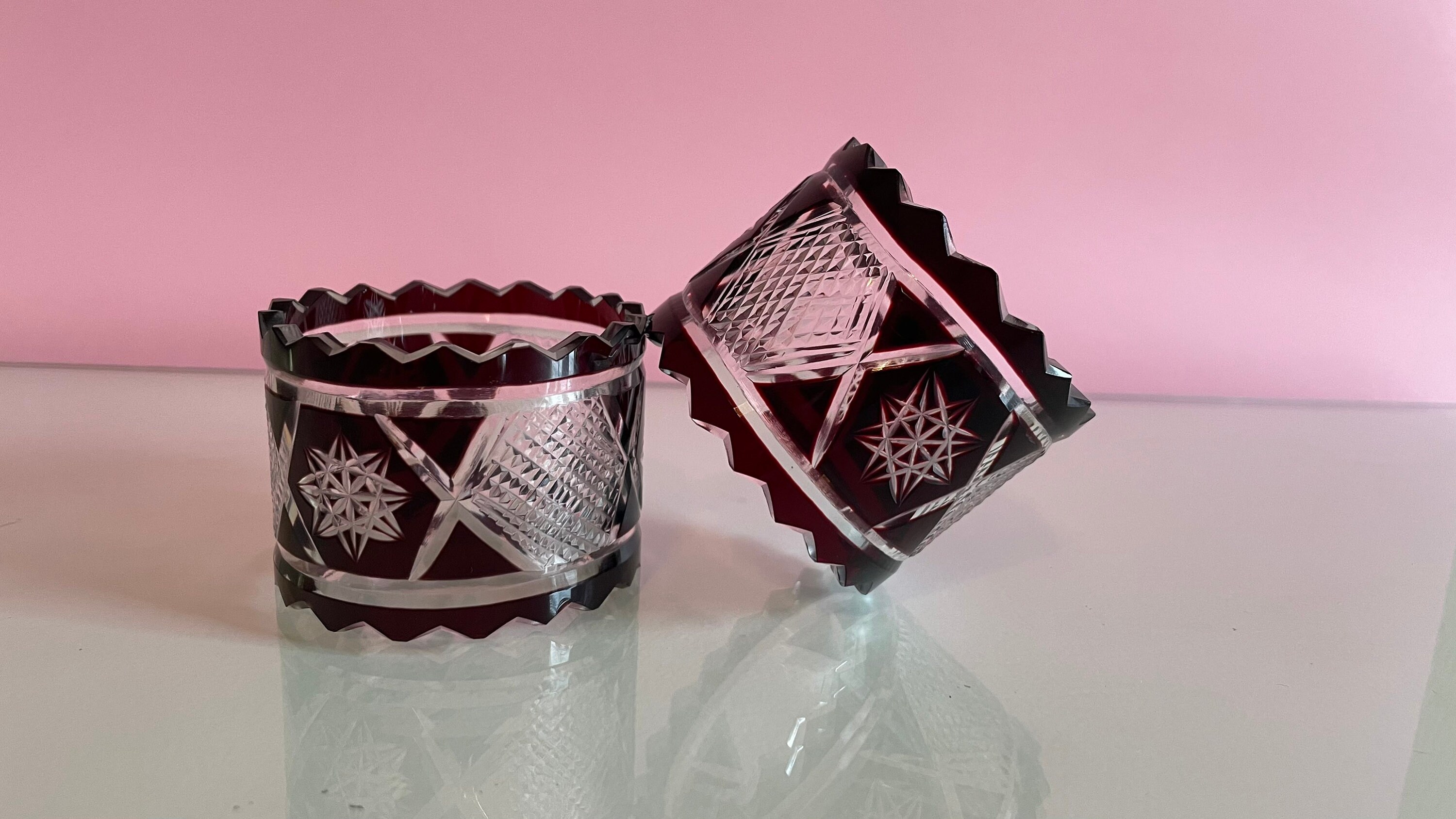 Set Vintage Glass Napkin Rings set of 4 in BLUE Glass Etsy