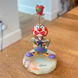 Signed Ron Lee Apple Balance Clown Onyx Base; Ron Lee Clown 1999