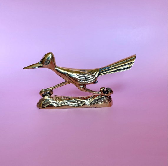 Brass Roadrunner Figurine Vintage Roadrunner Decor Brass Etsy