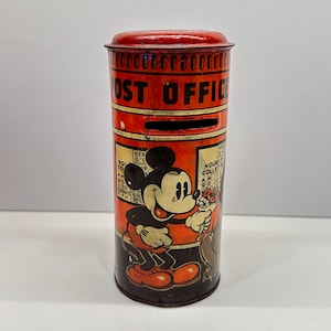 Vintage Mickey Minnie Mouse Post Office Walt Disney Happynak England Coin Bank