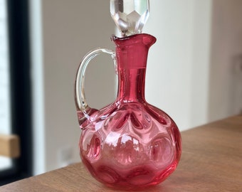 Vintage . Fenton Coin Dot Optic Cranberry Glass Cruet Bottle - Etsy