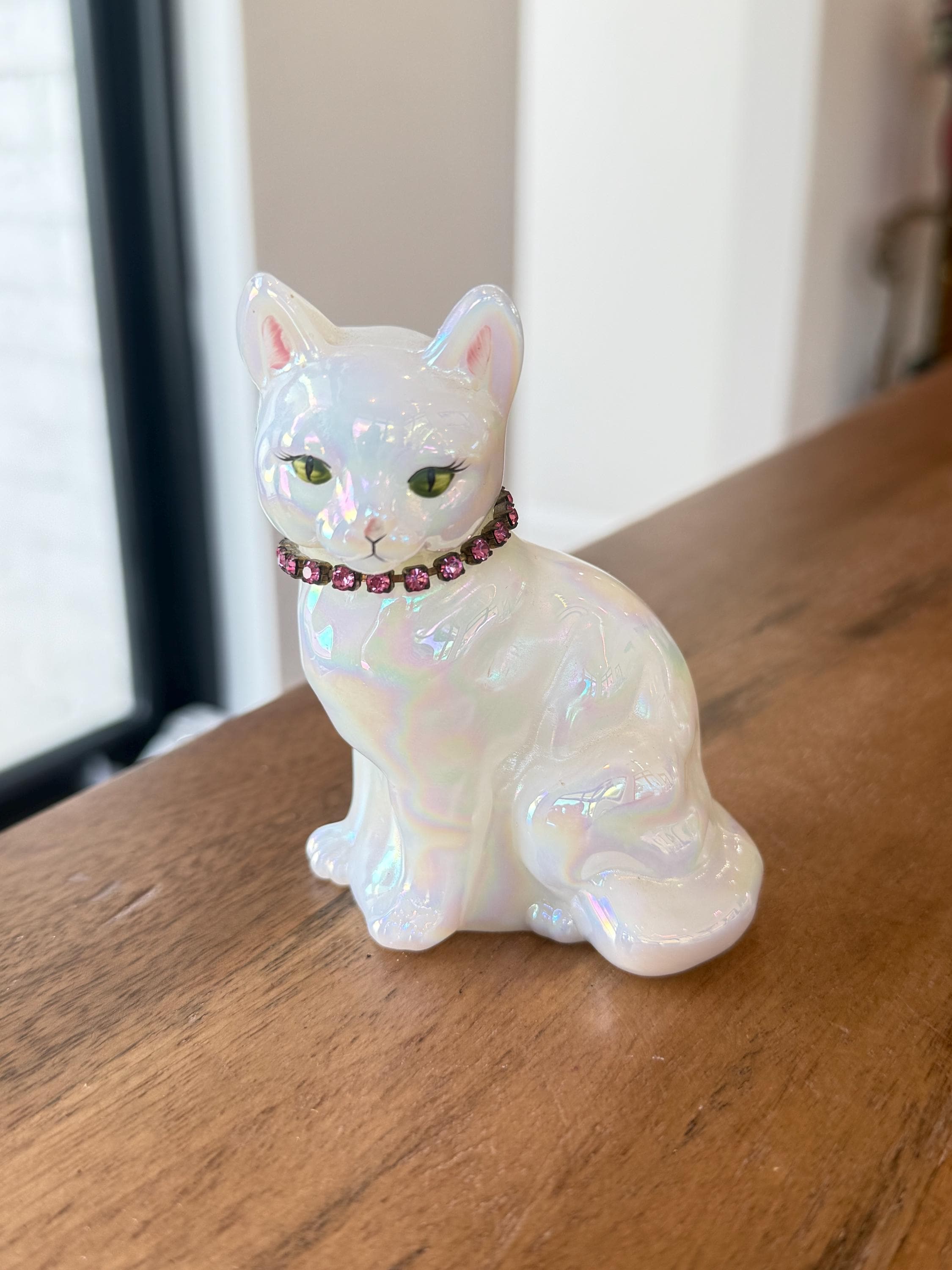 Fenton Pink Painted Cat - Etsy