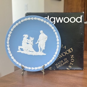 Wedgwood Jasperware Courting Couple Plate; Made in England; Wedgwood Blue
