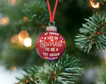 Teacher glitter ornament, Thank you teacher, Teacher xmas ornament, Teacher Christmas ornaments, Personalized teacher ornament