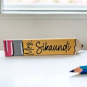 Custom Teacher gifts, Personalized Teacher pencil sign, Wooden teacher pencil sign, Teacher desk decorations, teacher desk accessories