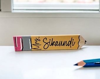 Custom Teacher gifts, Personalized Teacher pencil sign, Wooden teacher pencil sign, Teacher desk decorations, teacher desk accessories
