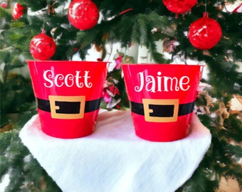 Christmas Buckets, Personalized Santa buckets, Christmas Gift Bucket, Gift Tins for Christmas, Stocking stuffer holders, Teacher gift