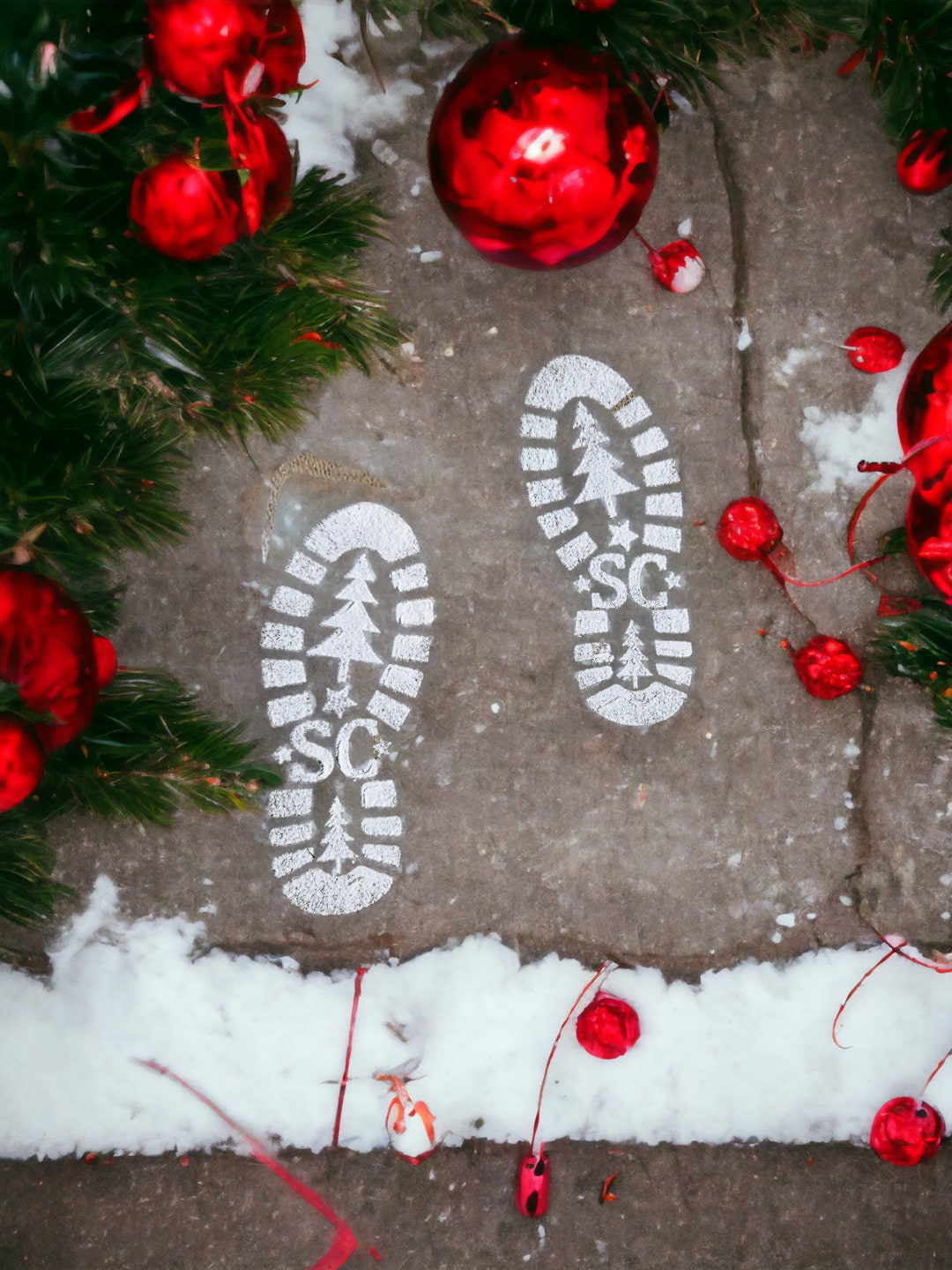Santa Claus Footprint, Santa Footsteps, Fake Santa Boot Prints