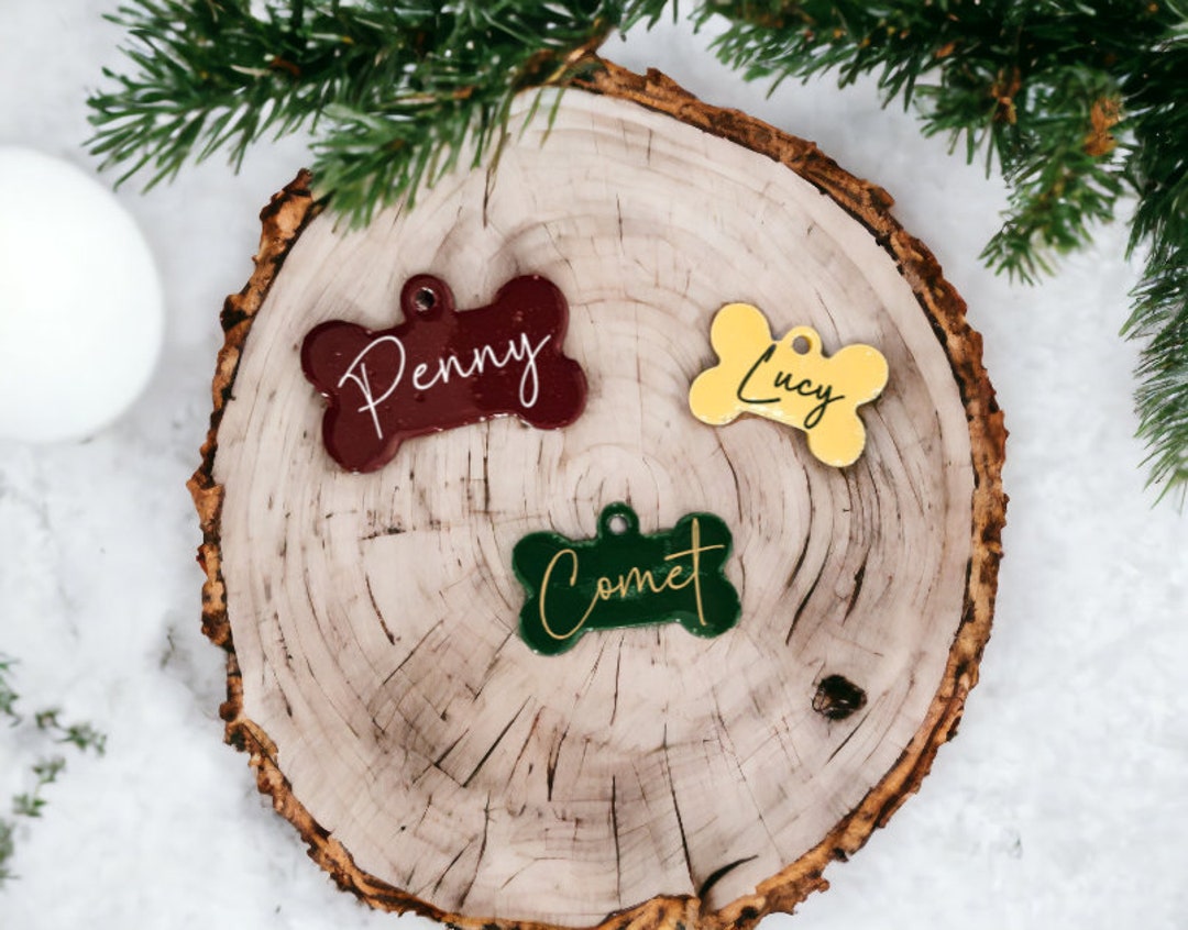 Christmas Dog Tags Personalized Tags for Dogs Dog Name Etsy