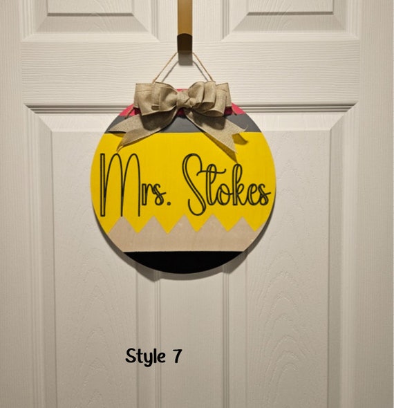 Personalized Name Pencil Teacher Sign For Classroom Door Decor - Best