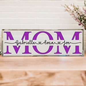 Mom Glass Tile, Personalized name tiles, Mothers day gifts, Mother birthday present, Anniversary gifts for her, Gifts with grandkids names