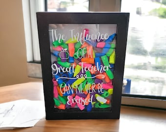 Teacher shadow box, The Influence of a Great Teacher sign, Teacher gifts, Teacher classroom decorations, Teacher appreciation gift