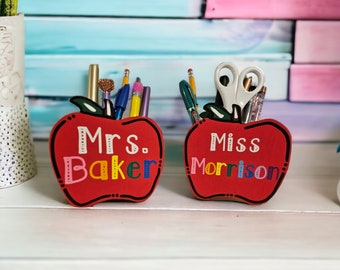 Teacher Pencil holder, Teacher desk apple, Apple for teacher gift, Teacher appreciation, Educator gifts, Personalized apple for classroom