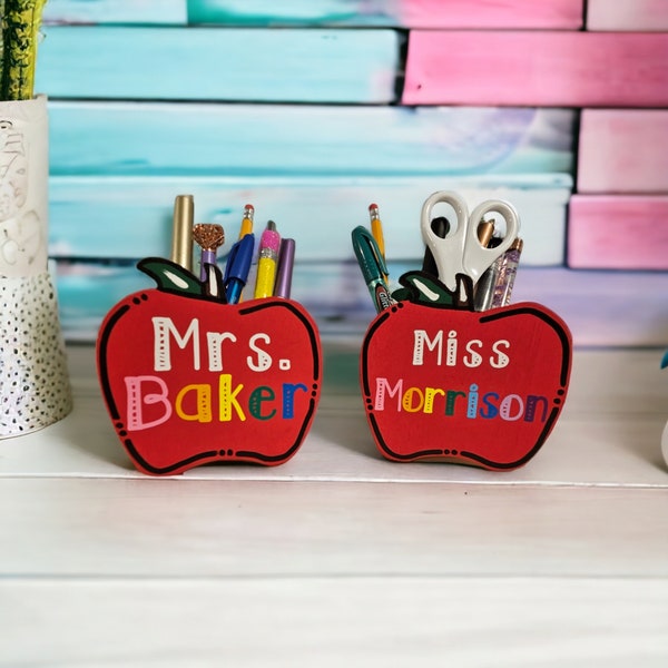 Teacher Pencil holder, Teacher desk apple, Apple for teacher gift, Teacher appreciation, Educator gifts, Personalized apple for classroom