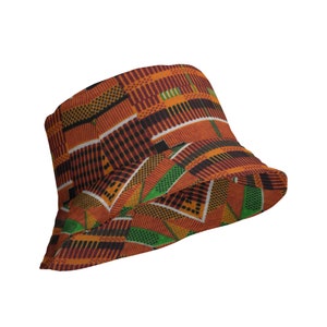 Afrocentric Kente Print Men's Reversible bucket hat.