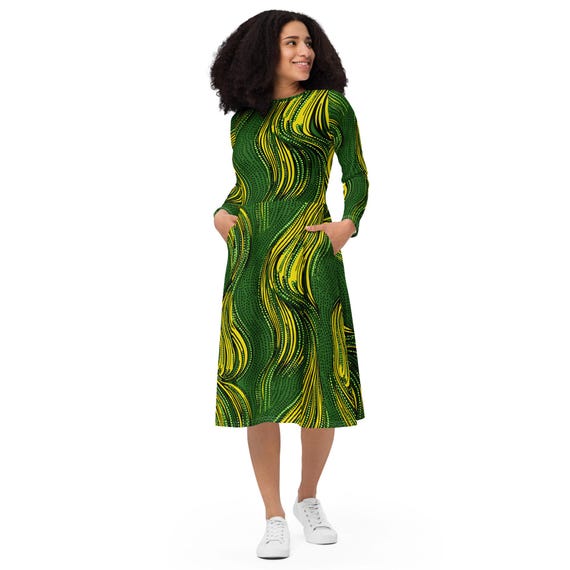 green and gold midi dress Libby - Lurex Midi Dress main image 0