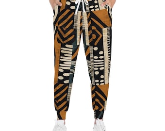 Afrocentric Patchwork -  Mens -  Athletic Joggers -  African - Mud Cloth Pattern
