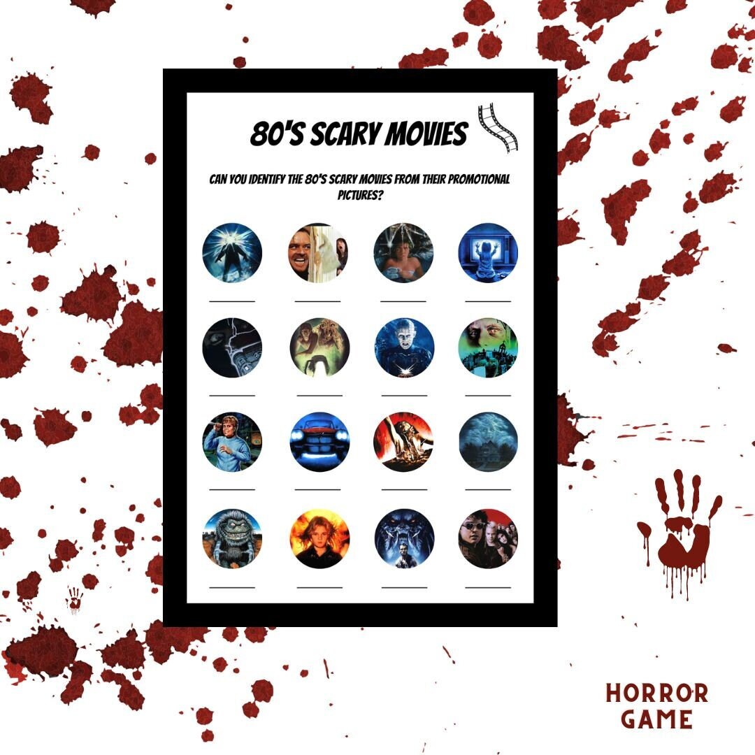 1980'S Horror Scary Movies Quiz Sheet and Answers. Fun Etsy UK