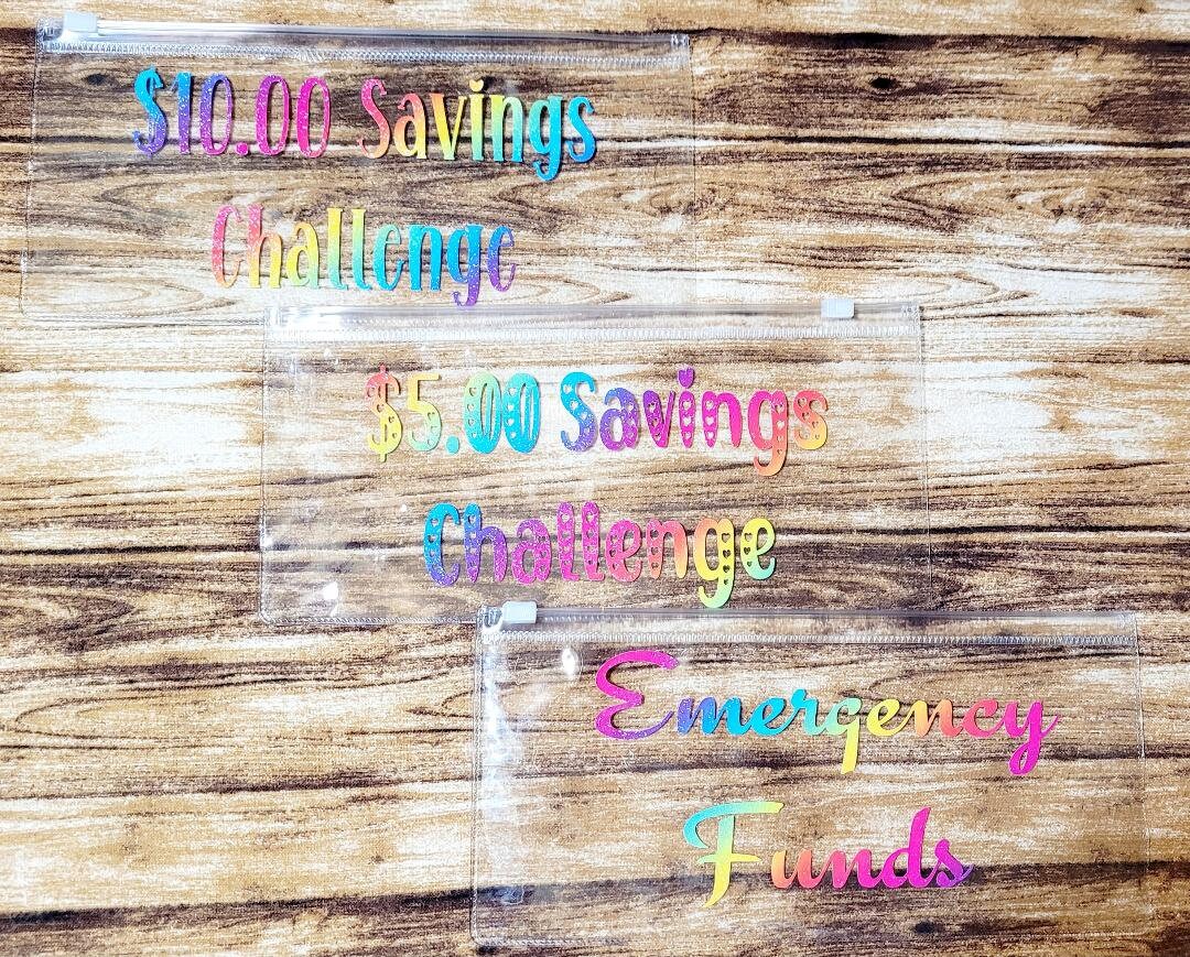 PVC Money Pouches Emergency Fund Envelope Savings Challenge Envelopes