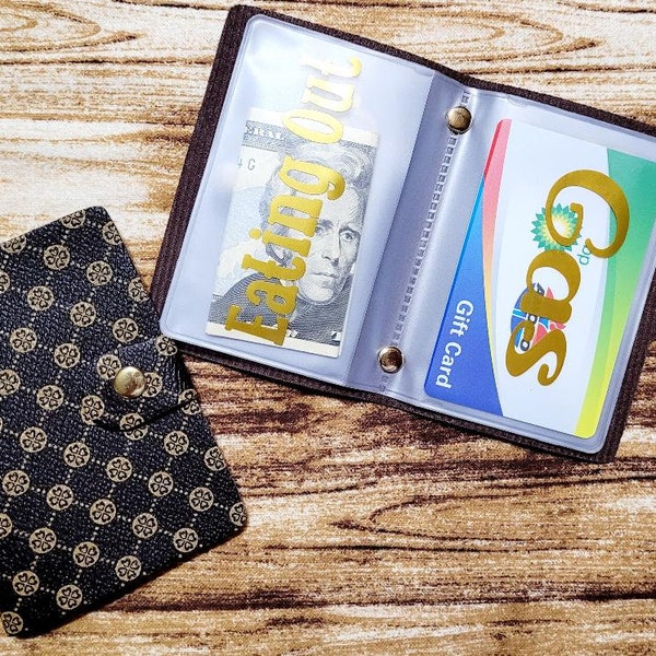 Mini Wallet | Card holder| Brown and Gold| 6 PVC Sleeves | Budgeting System | Budgeting Accessories | Great For Weekly Expenses | Compact