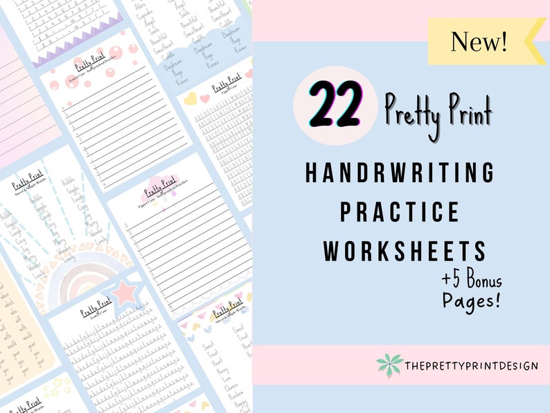 Pretty Handwriting Practice Sheets, Printable Handwriting Worksheets ...