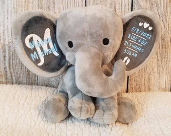Birth Stats Elephant Plush