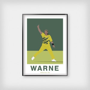Shane Warne Australia Cricket A4, A3, A2 & A1 Poster - 1999 World Cup | Cricket Wall Art - Minimal Sports Illustration Artwork
