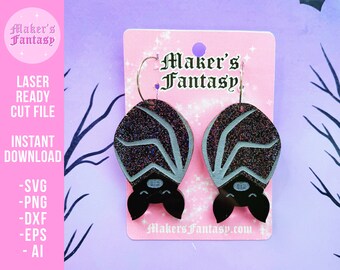 Sleeping Bat Earrings- Cut File
