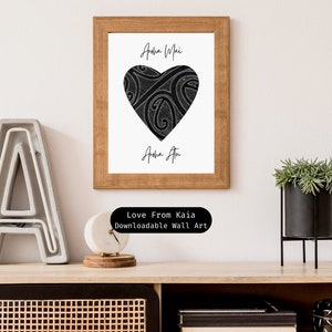 Aroha Mai, Aroha Atu – Māori Digital Wall Art – Love Quote Printable, Kiwiana Line Art for Home