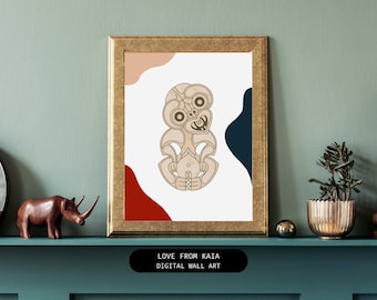 Māori Digital Print, Tiki, Māori Art Wall Art, Wall Art Living Room,  Kiwiana Print, DIGITAL DOWNLOAD