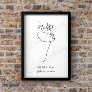 Māori Digital Print, Māori Woman, Wall Art Living Room, Whakataukī, Kiwiana Art, NZ Art, Wall Print, Line Art, DIGITAL DOWNLOAD