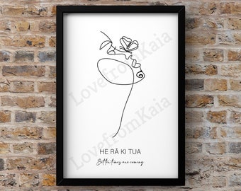 Māori Digital Print, Māori Woman, Wall Art Living Room, Whakataukī, Kiwiana Art, NZ Art, Wall Print, Line Art, DIGITAL DOWNLOAD