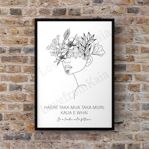Māori Woman Digital Print – Be a Leader, Not a Follower – Polynesian Wall Art, Printable Whakataukī, Home Decor, Christmas Gift