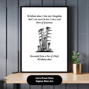 He Kākano Ahau – Māori Proverb Digital Print – Te Reo Wall Art, Aotearoa Gift, Kiwiana Decor. Gift for Child.