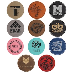 3&quot; Round Laserable Leatherette Patch with Adhesive, Leather Patch Hats, Glowforge, Laser patch hat supplies